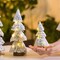 4Pcs Mini Christmas Trees Desktop Flocked String Light Tree with Wooden Base
